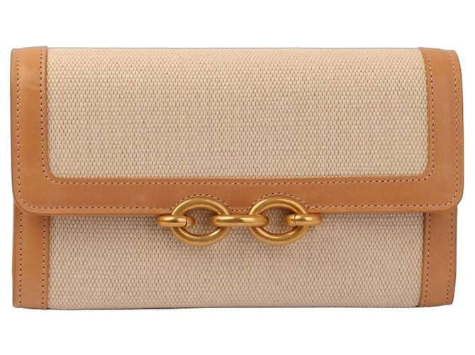 Saint Laurent Le Maillon Wallet on Chain Toile Beige et Cuir
