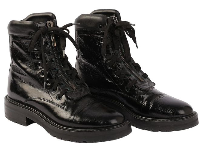 Botas de combate Saint Laurent William de cuero negro 38,5