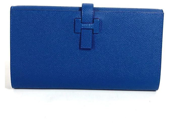 Hermès Hermes Epsom Leather Long Wallet Blue