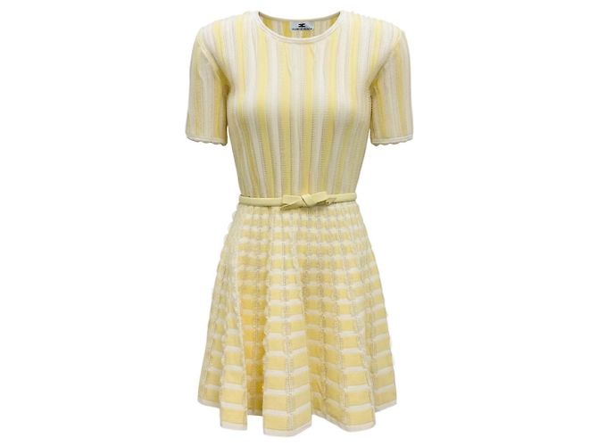 Gestreiftes Strickkleid Limonade / Elfenbein Elisabetta Franchi Gelb