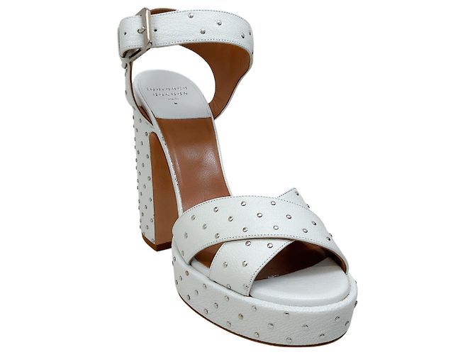 Sandali con piattaforma Rosange in pelle bianca con borchie Laurence Dacade Bianco