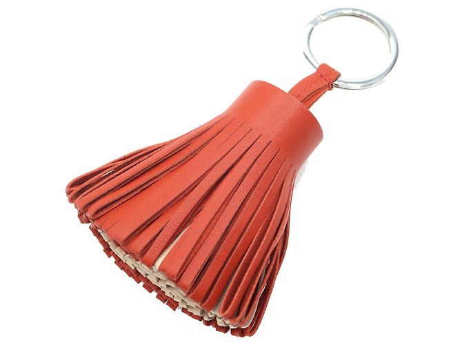 Ring Chaveiro Hermès Carmen Bege Laranja