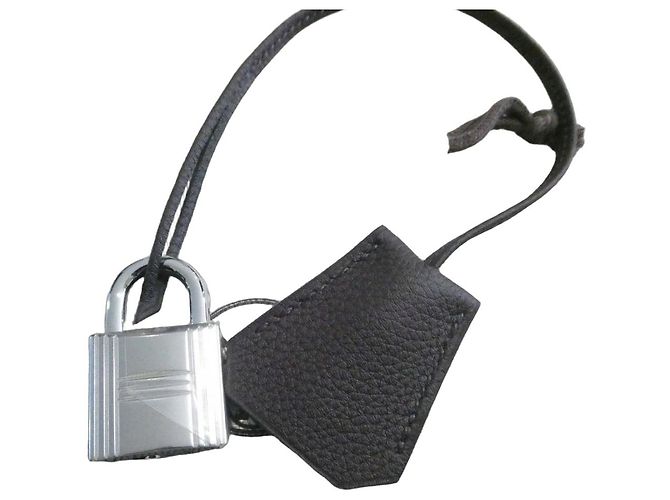 authentic Hermès padlock with its bell and pull tab for Hermès high strap bag ch Chocolate Silver hardware 
