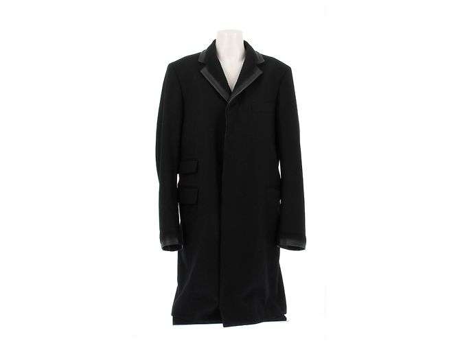 Hermès Casaco de lã e couro Preto