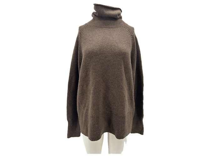 Autre Marque Brauner Wollpullover mit Kragen 