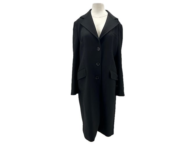 Dolce & Gabbana Manteau long noir en laine Black