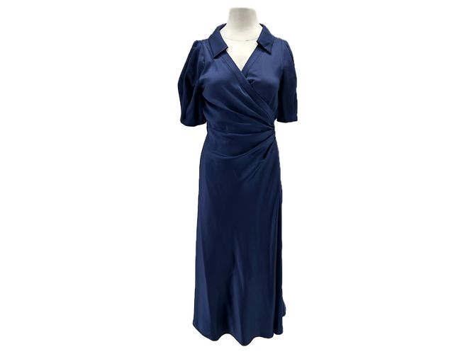 Diane Von Furstenberg Langes satinblaues Kleid