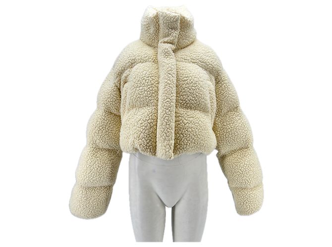 Autre Marque Creme Daunenjacke aus Wolle Beige