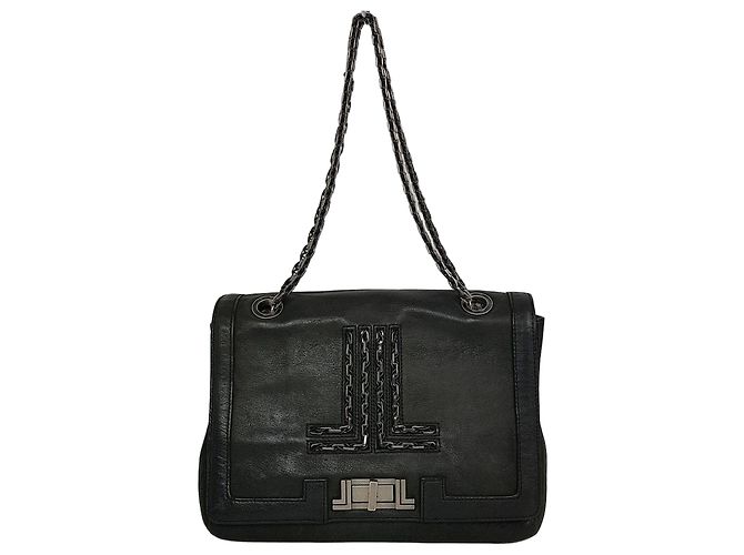 Lanvin Bolsa de ombro em couro de cabra com corrente Preto