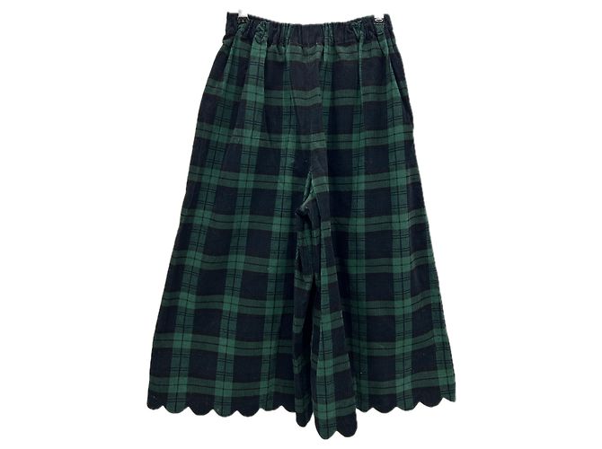 Manoush Saia culotte xadrez verde em algodão