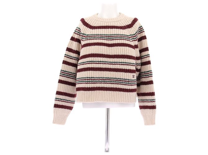 Céline Wollpullover gestreift beige 
