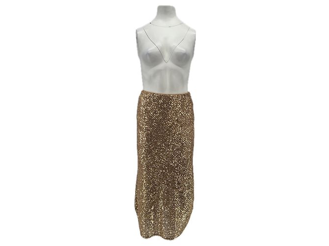 Patrizia Pepe Jupe à sequins dorée mi longue Golden