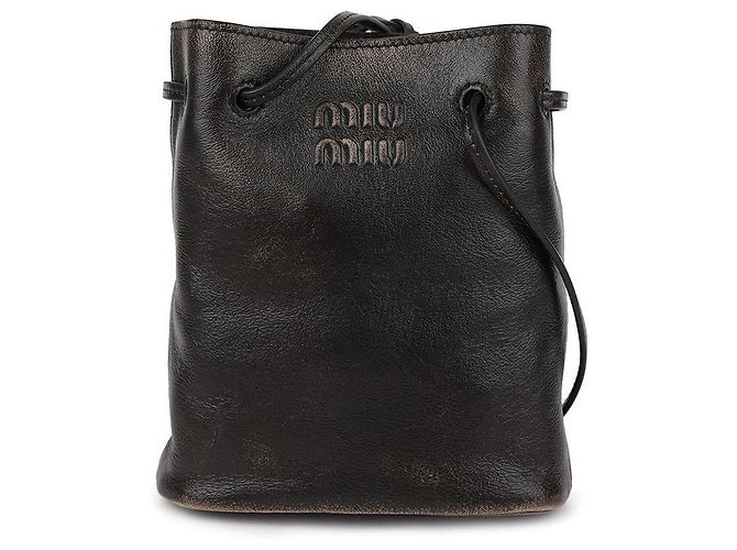 Miu Miu Pochette en cuir nappa Marron
