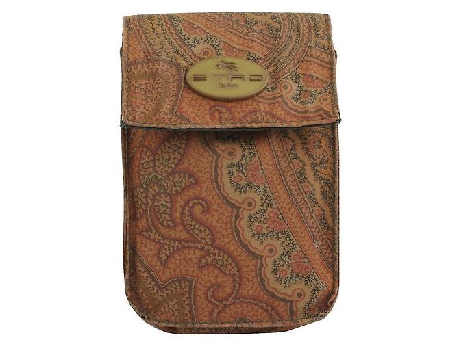 Etro Paisley Fabric Flap Multi-Use Case Brown