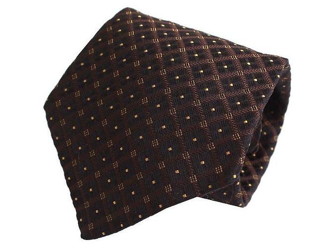 Kiton Woven Tie Black Gold Check Pattern Multiple colors