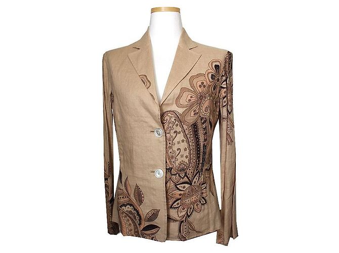 Valentino Sprayline Sandbeige Leinenjacke Braun
