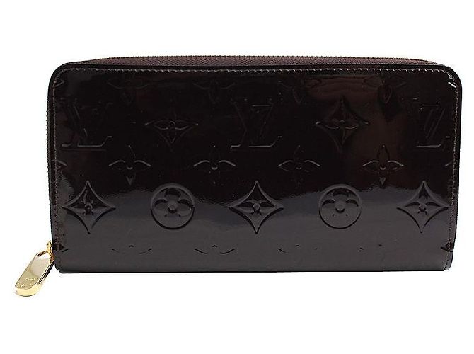 Louis Vuitton Monogram Vernis Amarante Gold Zippy Long Wallet Brown