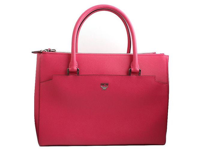 MCM Bolsa de ombro Saffiano rosa magenta