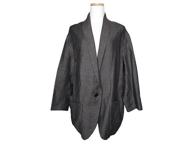 Chaqueta de lino-algodón gris carbón Isabel Marant Castaño