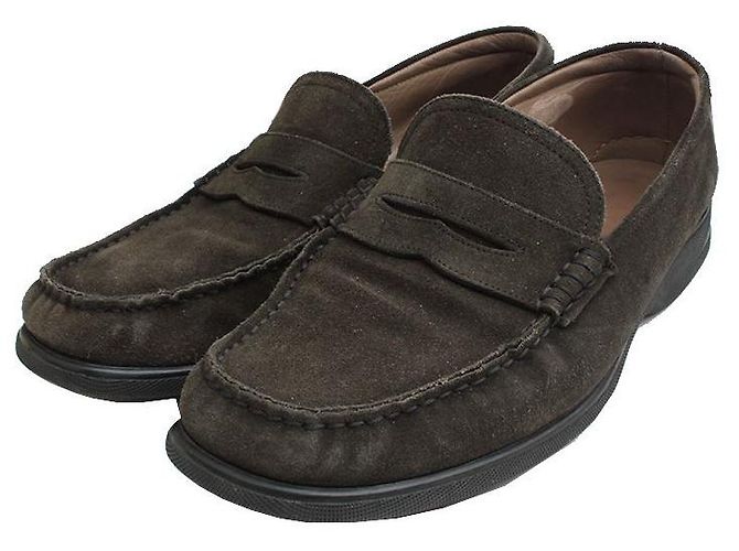 Bally Mocassins en Suède Vert Profond