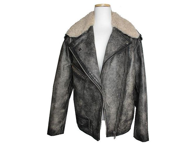Isabel Marant Étoile Buffalo Leather Biker Jacket Brown