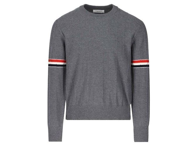 Thom Browne Wool Relaxed Pullover Knit Med Gray