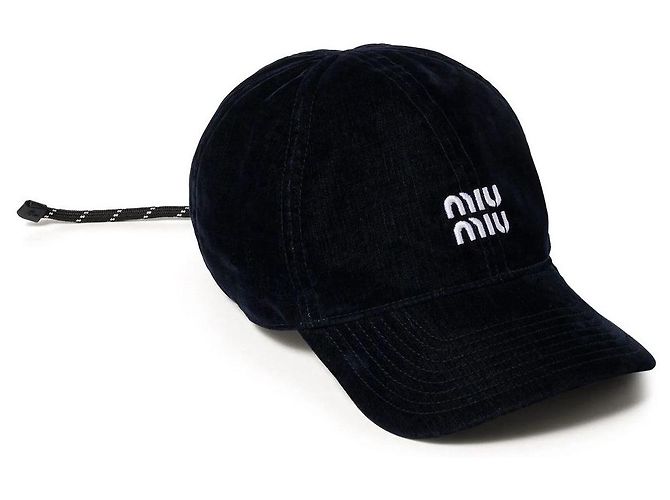 Miu Miu Samt Baseballcap Blau Schwarz 
