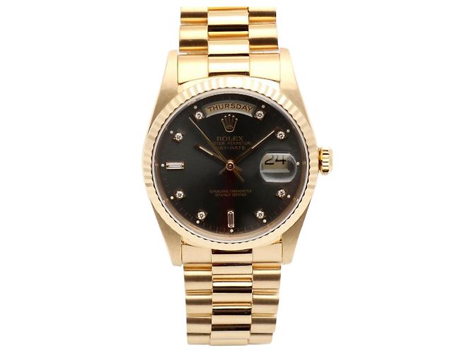 Rolex Orologio da uomo Day-Date in oro con quadrante grigio originale e diamanti, ridipinto Marrone