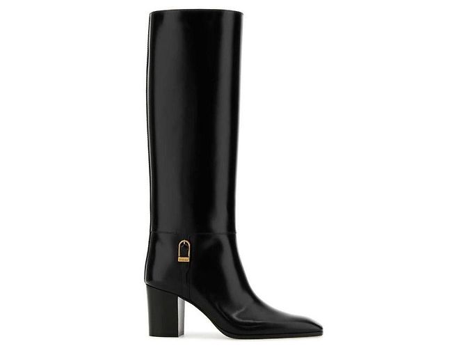 Saint Laurent Glattlederstiefel AAEHR Schwarz