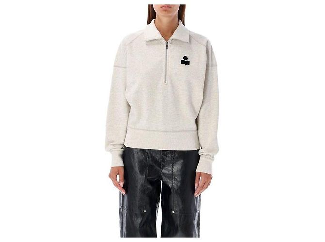 Isabel Marant Halbzip Sweatshirt mit Logo Weiß 