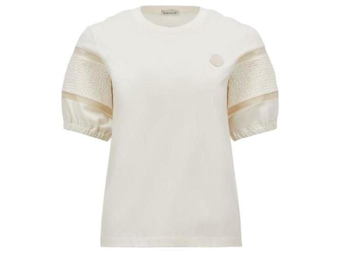 Moncler T-shirt in cotone con rifinitura in seta Bianco