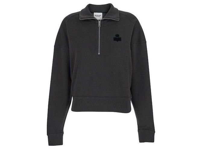 Isabel Marant Logo-Halbzip-Sweatshirt Schwarz 