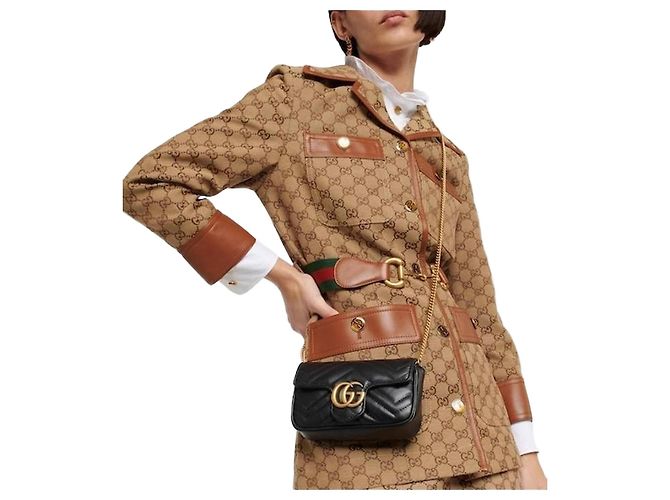 Gucci Pequena bolsa de couro matelassé GG Multicor