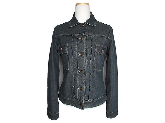 Burberry Charcoal Gray Work Denim Jacket Brown
