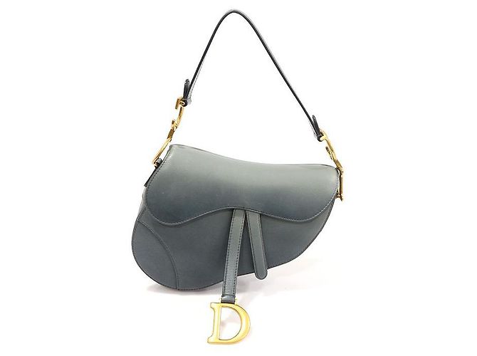 Saddle Dior Borsa a spalla media in pelle di vitello gradiente blu grigio