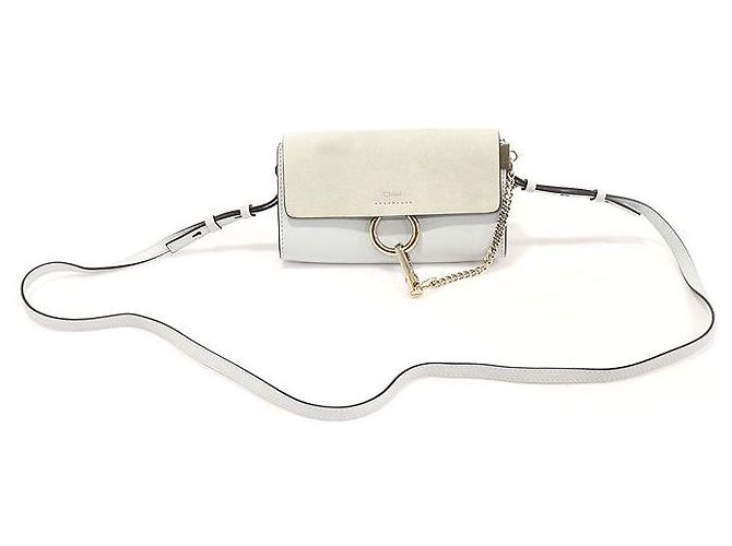 Chloé Mini bolsa transversal Faye em couro de bezerro camurça azul cinza