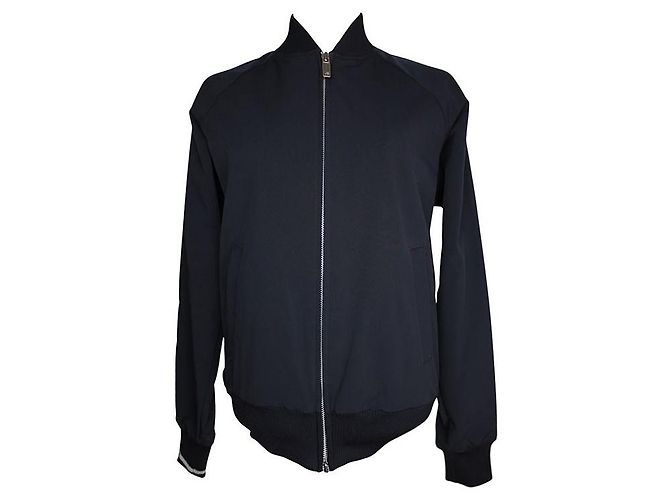 Yohji Yamamoto Jaqueta varsity zíper azul meia-noite