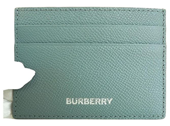 Burberry Tarjetero de cuero gris tormenta unisex - Regalo