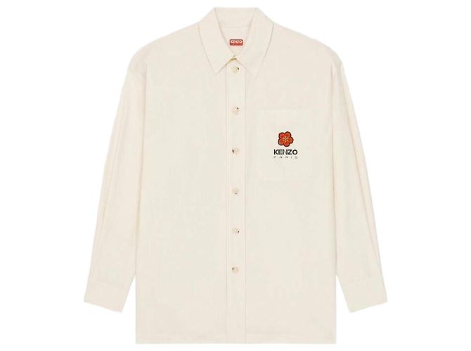 Kenzo Chemise overshirt brodée de fleurs Blanc