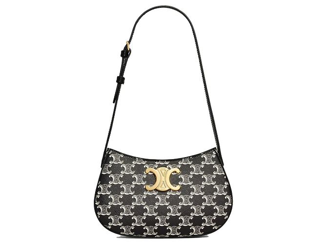 Céline Two-Tone Triomphe Canvas Medium Tilly Bag Black