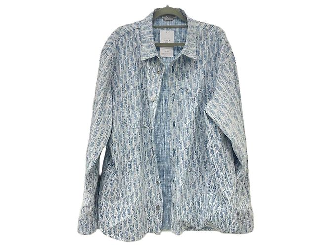 Dior Camicia in denim a maniche lunghe Christian Blu