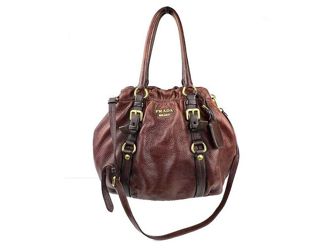 Prada Bolsa de ombro em couro com gradiente de tijolos Vermelho