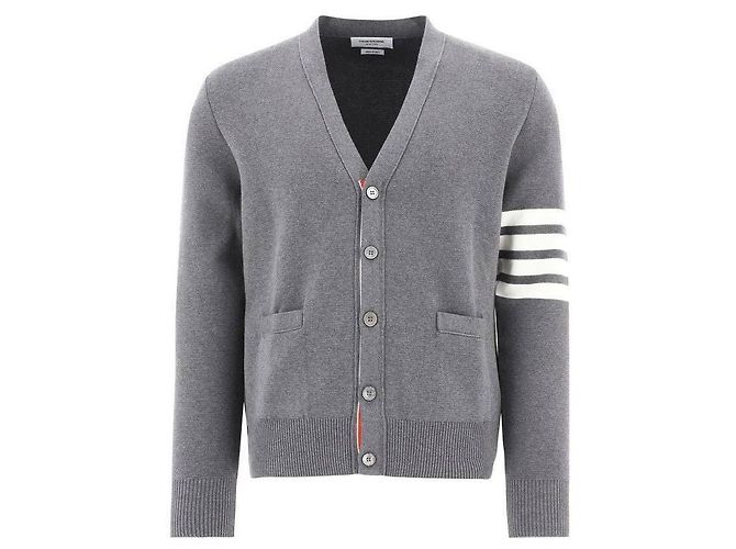 Thom Browne Streifen Milano Strickjacke Braun