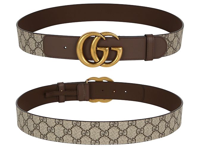 Gucci Cinturón GG de doble hebilla Castaño