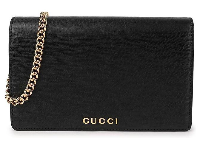 Gucci Portafoglio Script Chain Nero