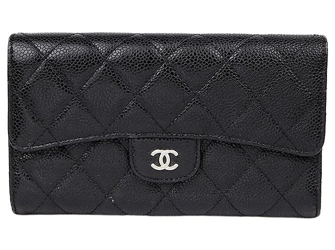 Chanel Caviar Classic Long Wallet Black