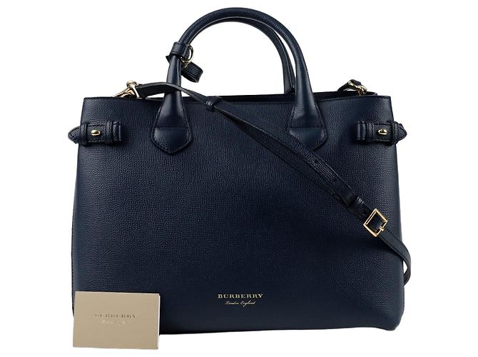 Burberry Banner Medium Tote Shoulder Bag Blue