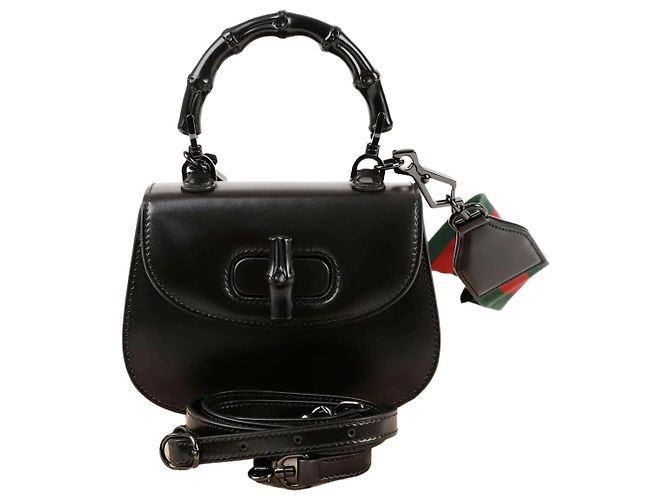 Bamboo Gucci Bolsa de ombro mini com alça de bambu Preto
