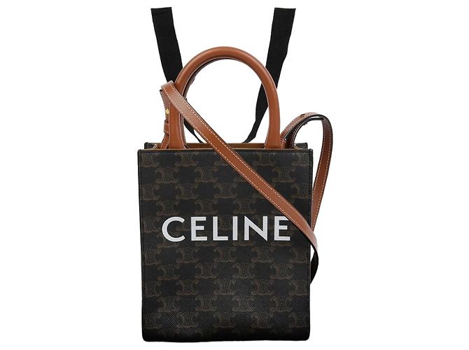 Triomphe Céline Sac à main cabas mini vertical Marron