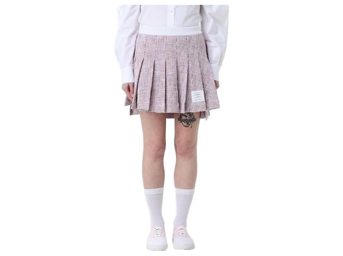 Thom Browne Falda Mini de Tweed de Algodón Multicolor 